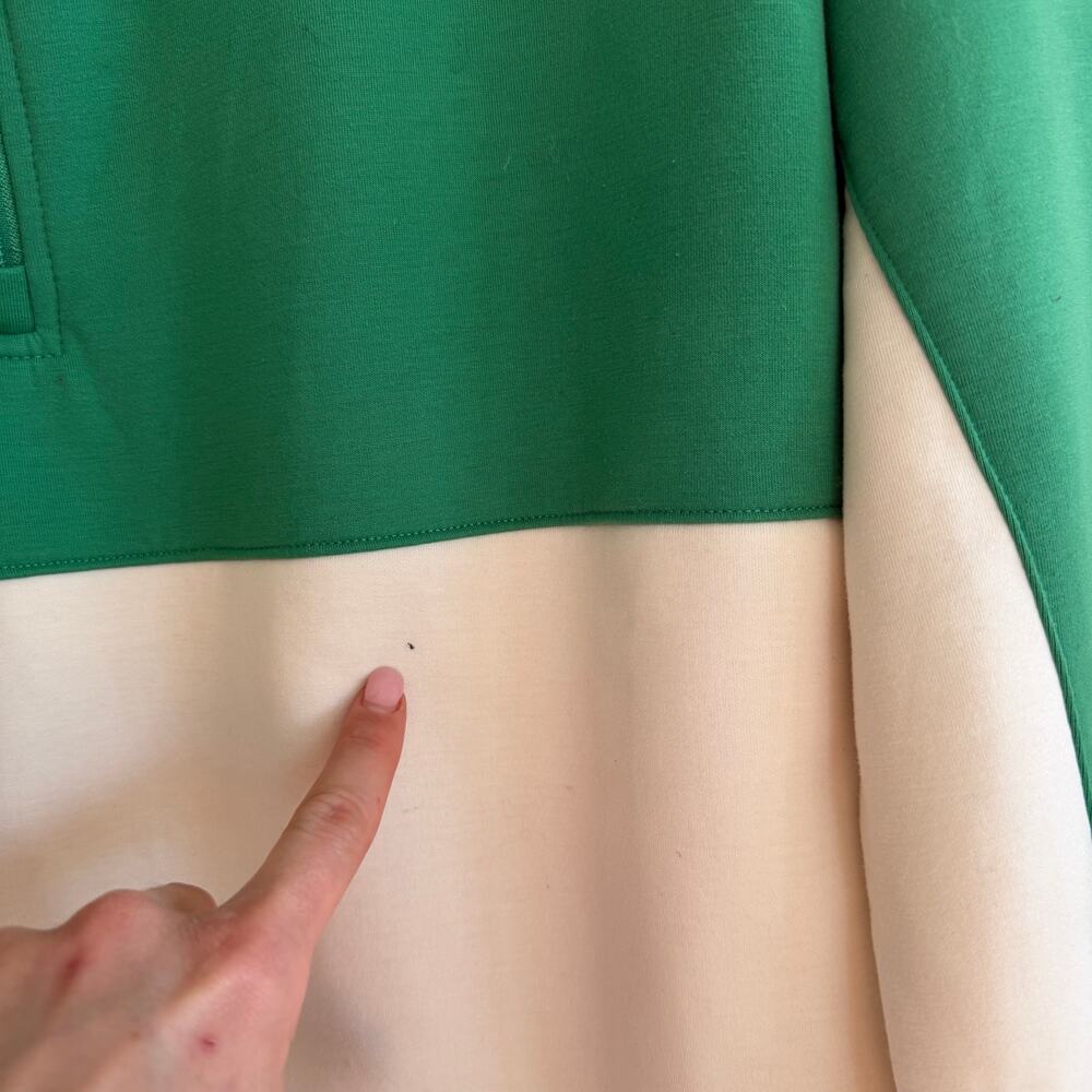 Z Supply Colorblock Half Zip Adjustable Drawstring Hoodie Jacket Green White M - Picture 4 of 7